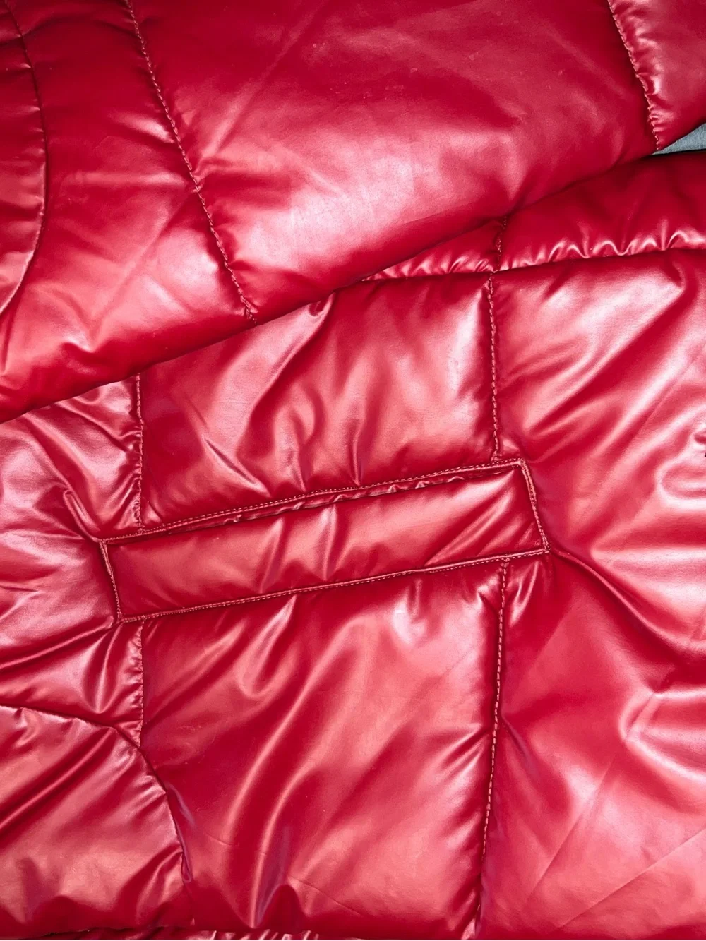 True Religion Red Satin-Look Jacket Interior with Branded Tag